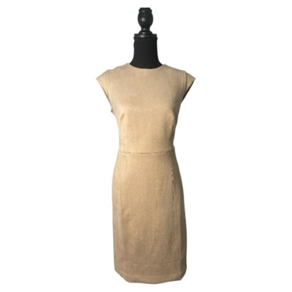 Ann Taylor Champagne Cap Sleeve Faux Suede Sheath Dress l Size 6 l Poshmark
